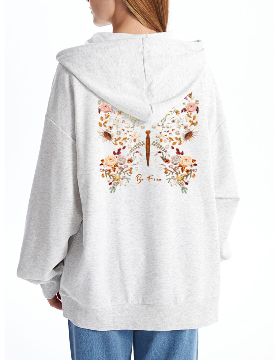 Vintage Butterfly Wildflower Zip Hoodie