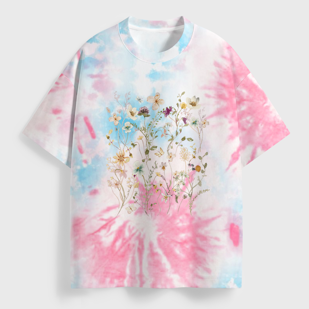 Vintage Pressed Flowers All Over Print T-Shirt