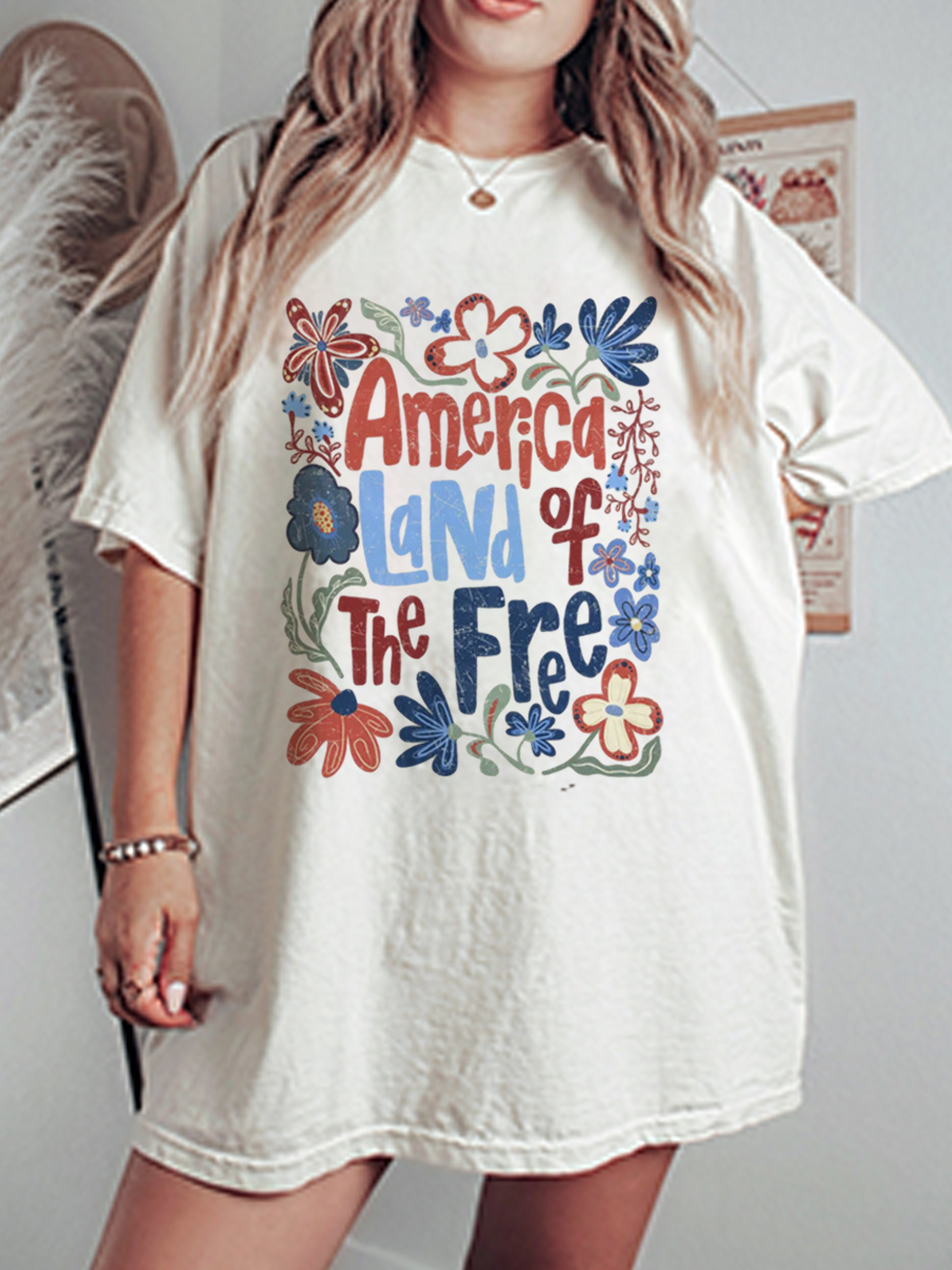 Vintage Land Of The Free Oversize Graphic Tee