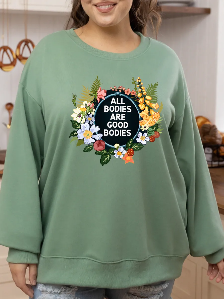 Vintage All Bodies Are Good Bodies Oversize Graphic Sweatshirt