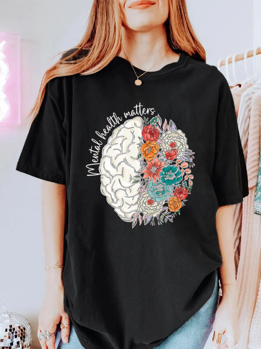 Vintage Mental Health Matters Oversize Graphic Tee
