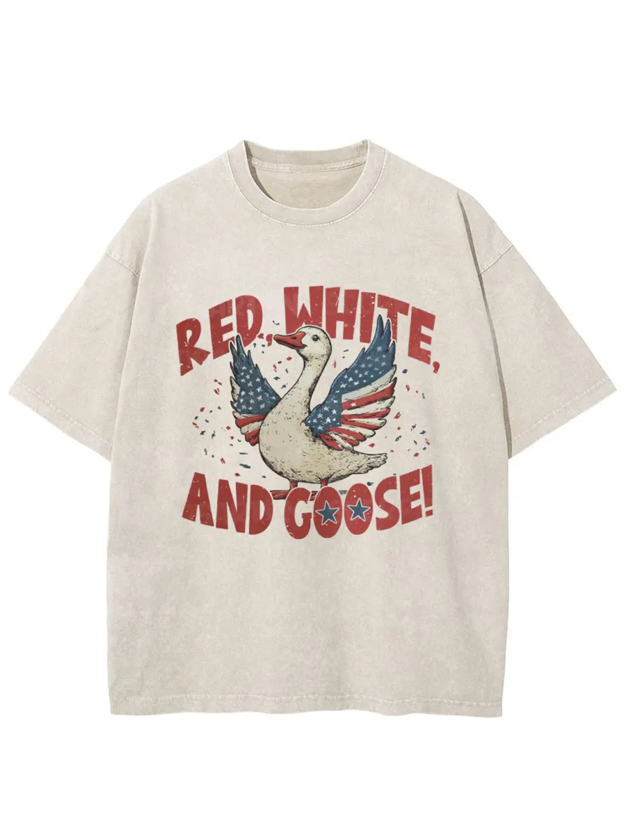 Vintage Patriotic Goose Oversize Washed T-Shirt