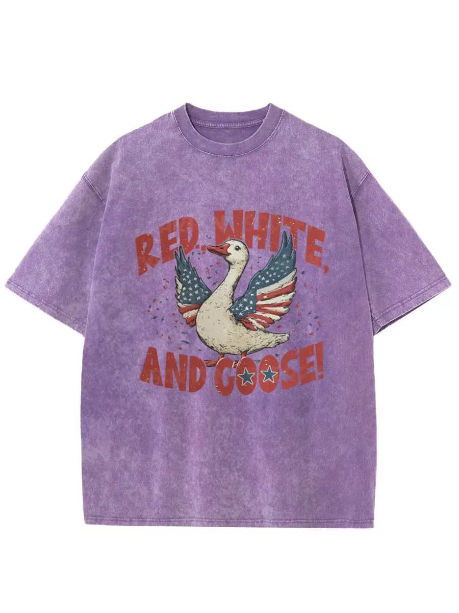 Vintage Patriotic Goose Oversize Washed T-Shirt