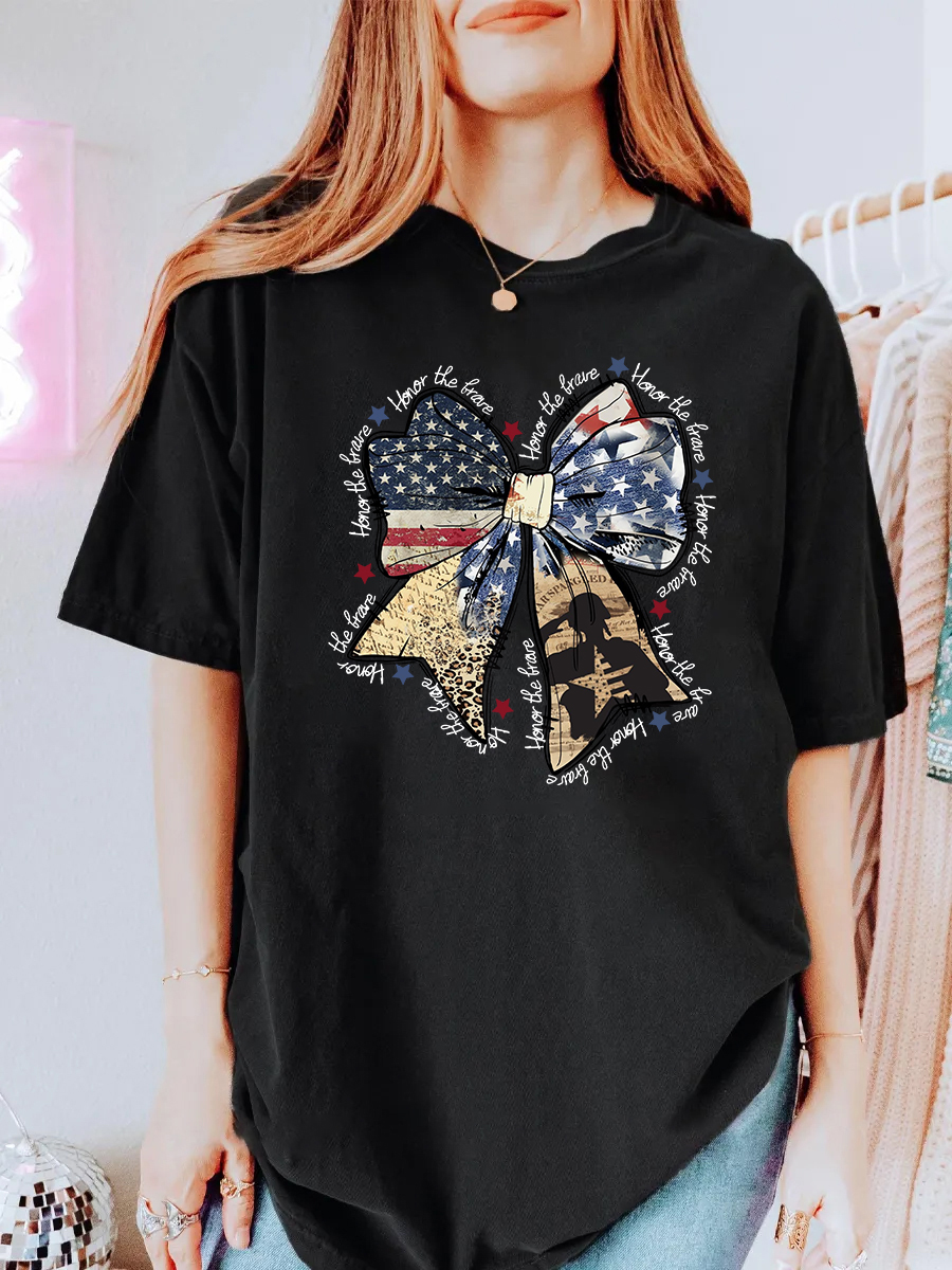Vintage Honor The Brave Oversize Graphic Tee