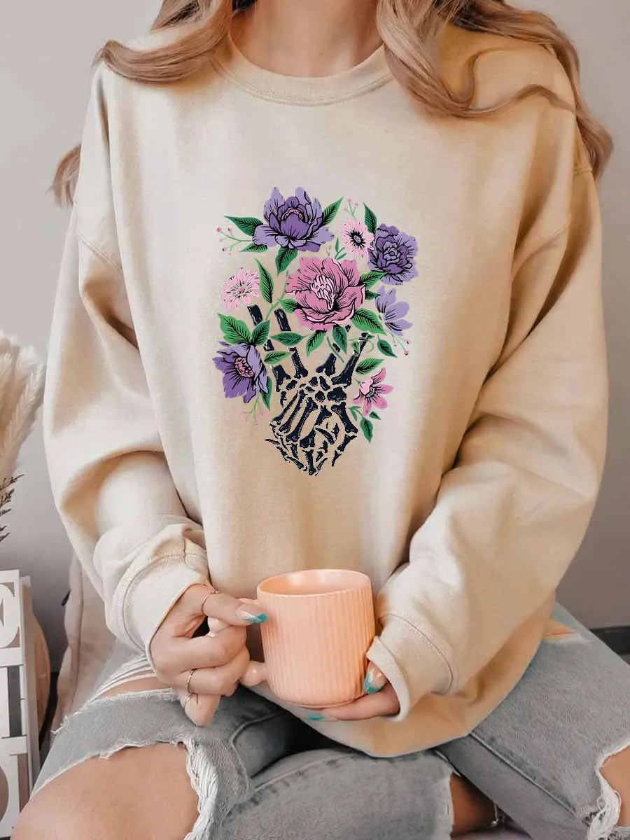 Vintage Wildflower Lover Oversize Graphic Sweatshirt