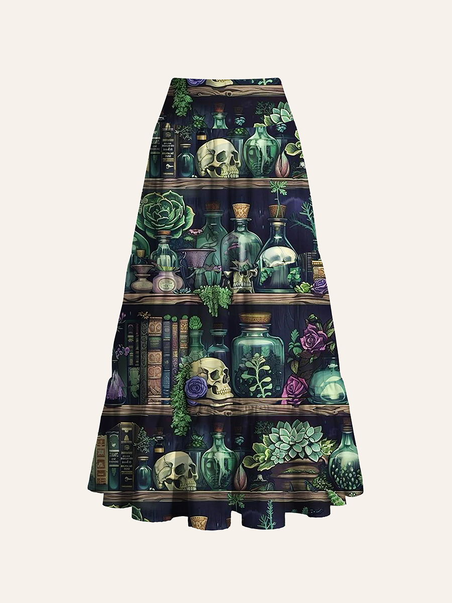 Gothic Herbology Potion Cabinet Convertible Maxi Skirts
