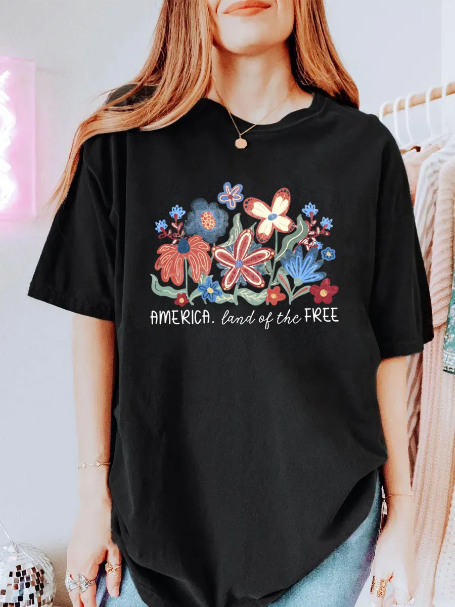 Vintage Land Of The Free Oversize Graphic Tee