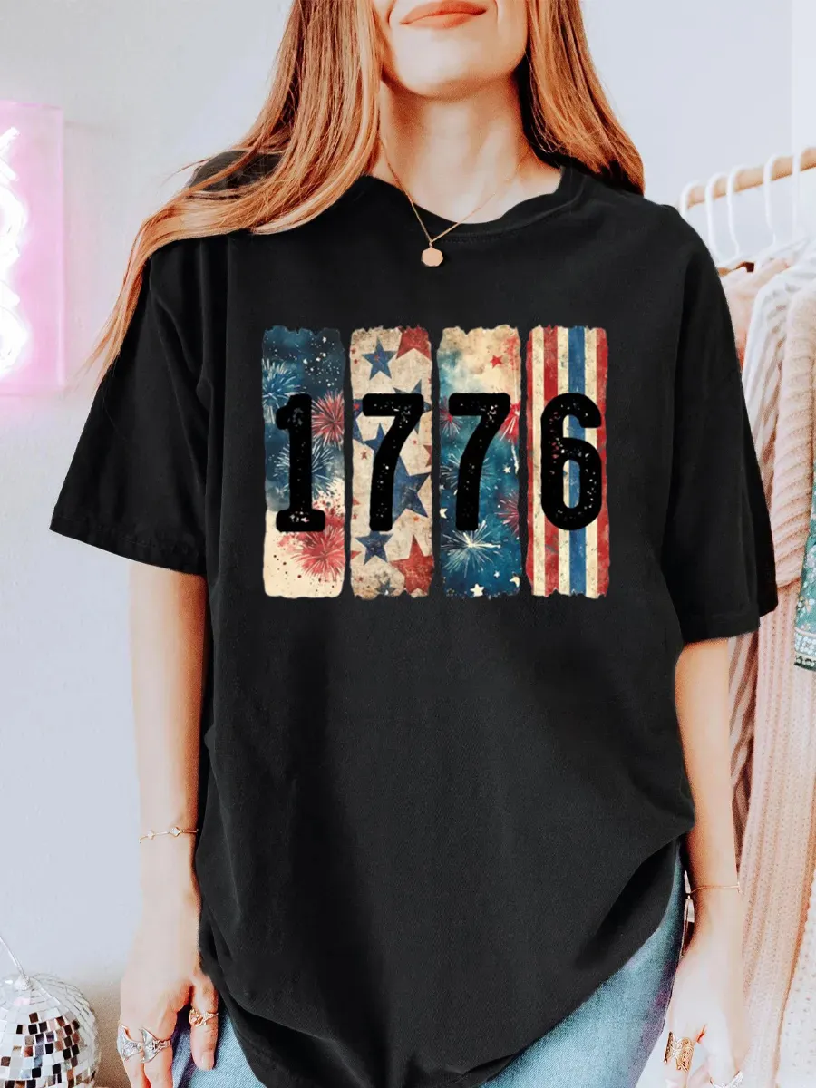 Vintage 1776 Brushstroke Oversize Graphic Tee