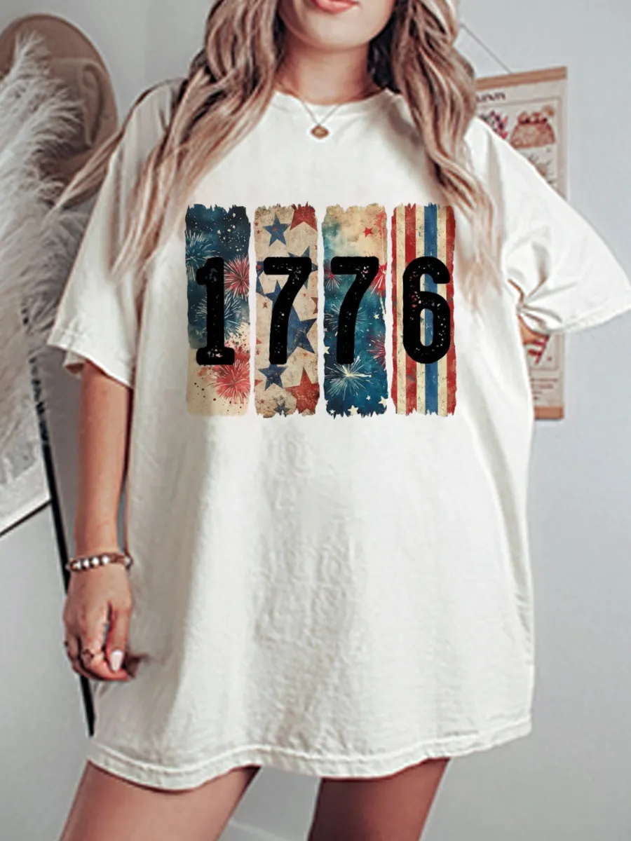 Vintage 1776 Brushstroke Oversize Graphic Tee