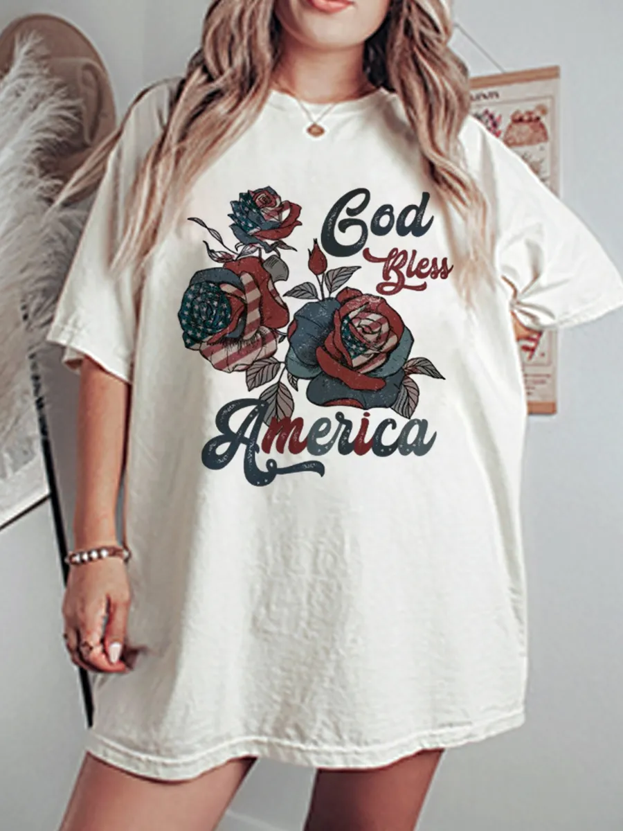 Vintage God Bless America Oversize Graphic Tee