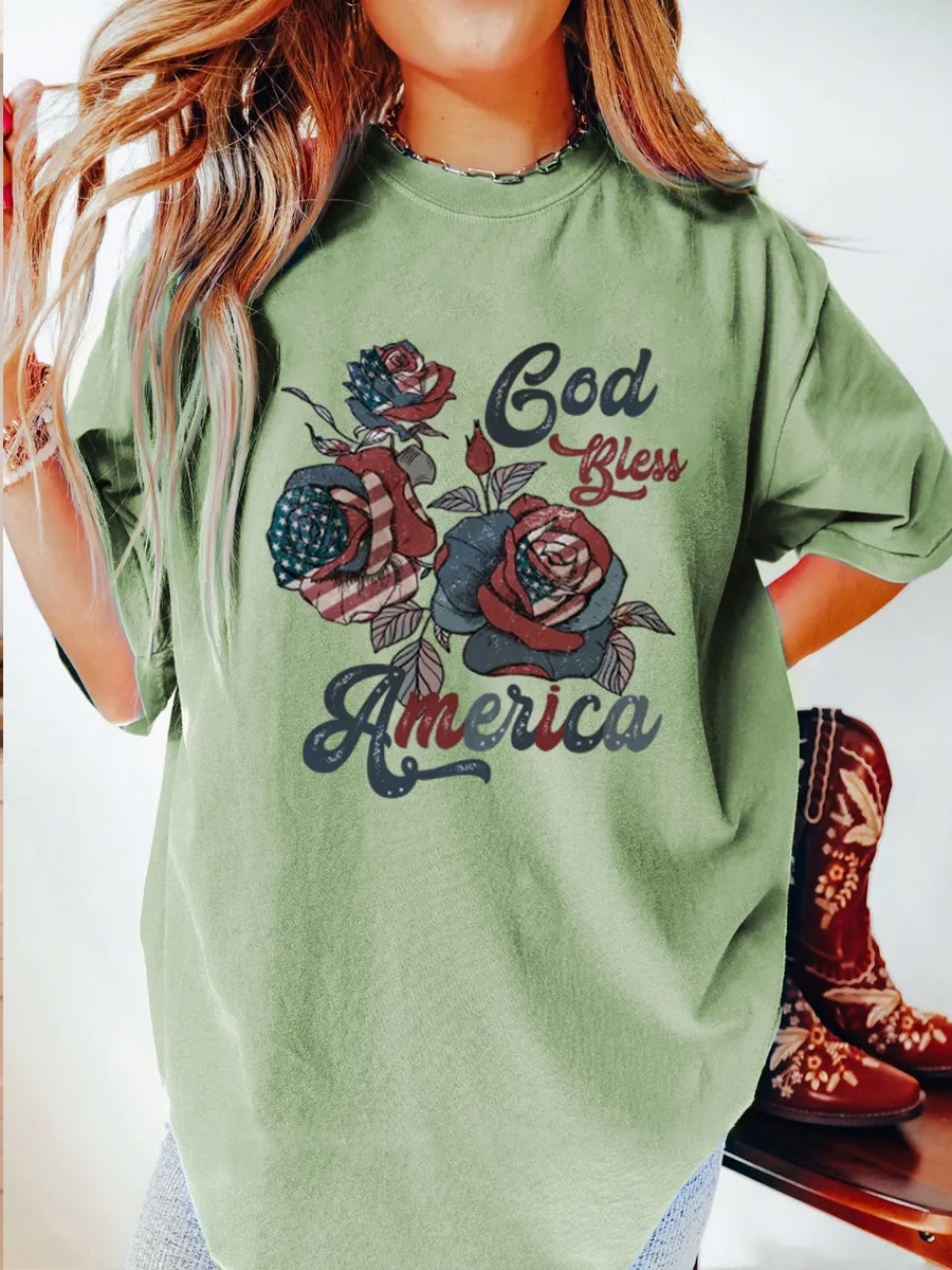 Vintage God Bless America Oversize Graphic Tee