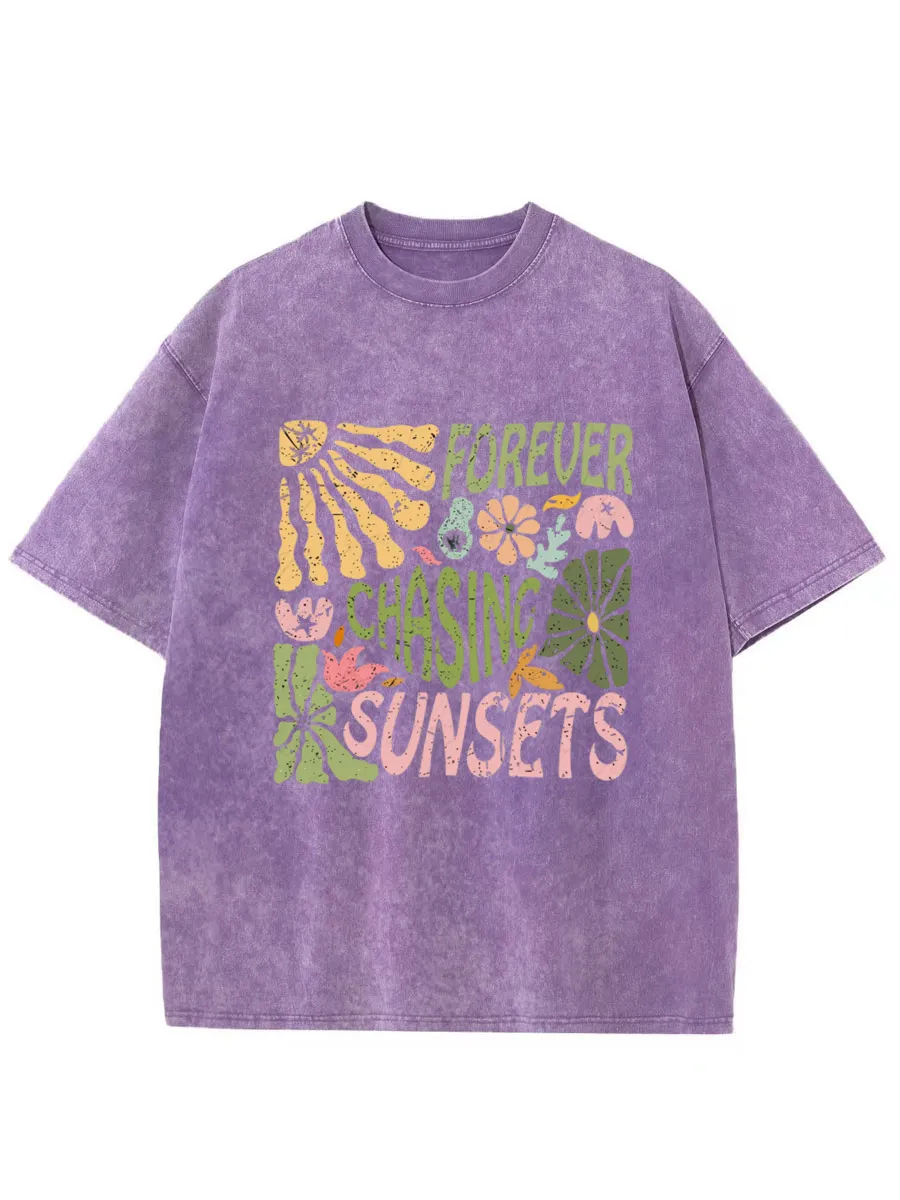 Vintage Forever Chasing Sunsets Oversize Washed T-Shirt