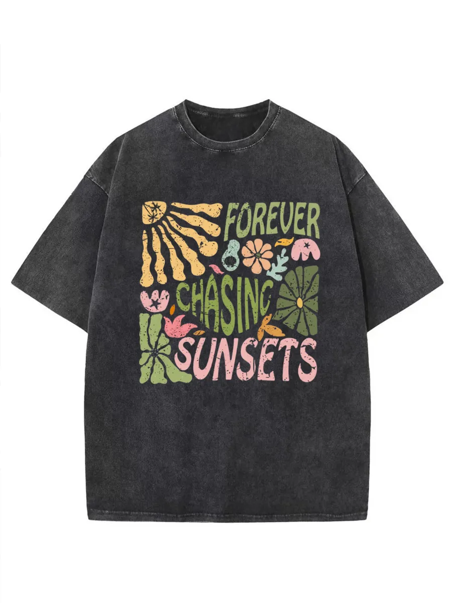 Vintage Forever Chasing Sunsets Oversize Washed T-Shirt