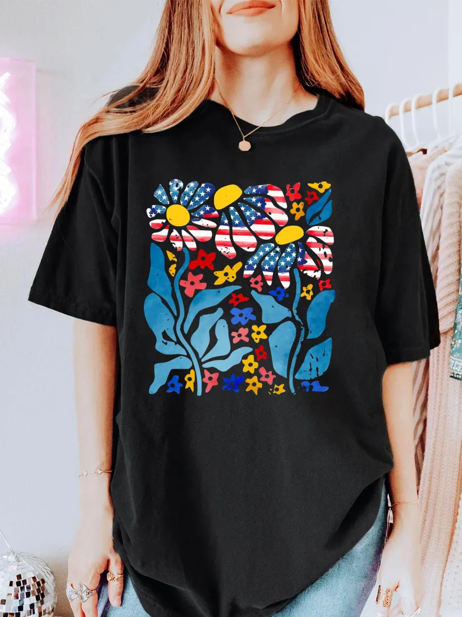 Vintage Wildflower America Oversize Graphic Tee