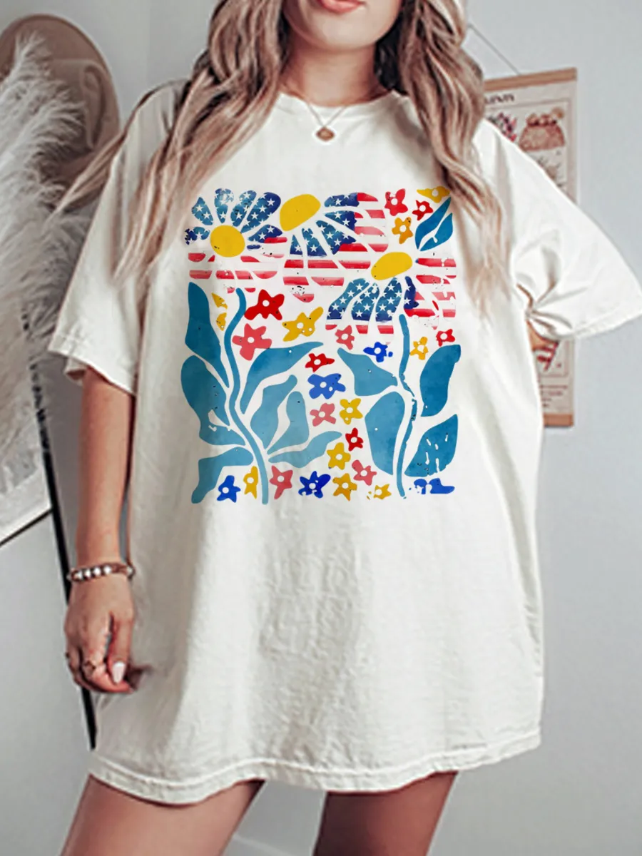 Vintage Wildflower America Oversize Graphic Tee