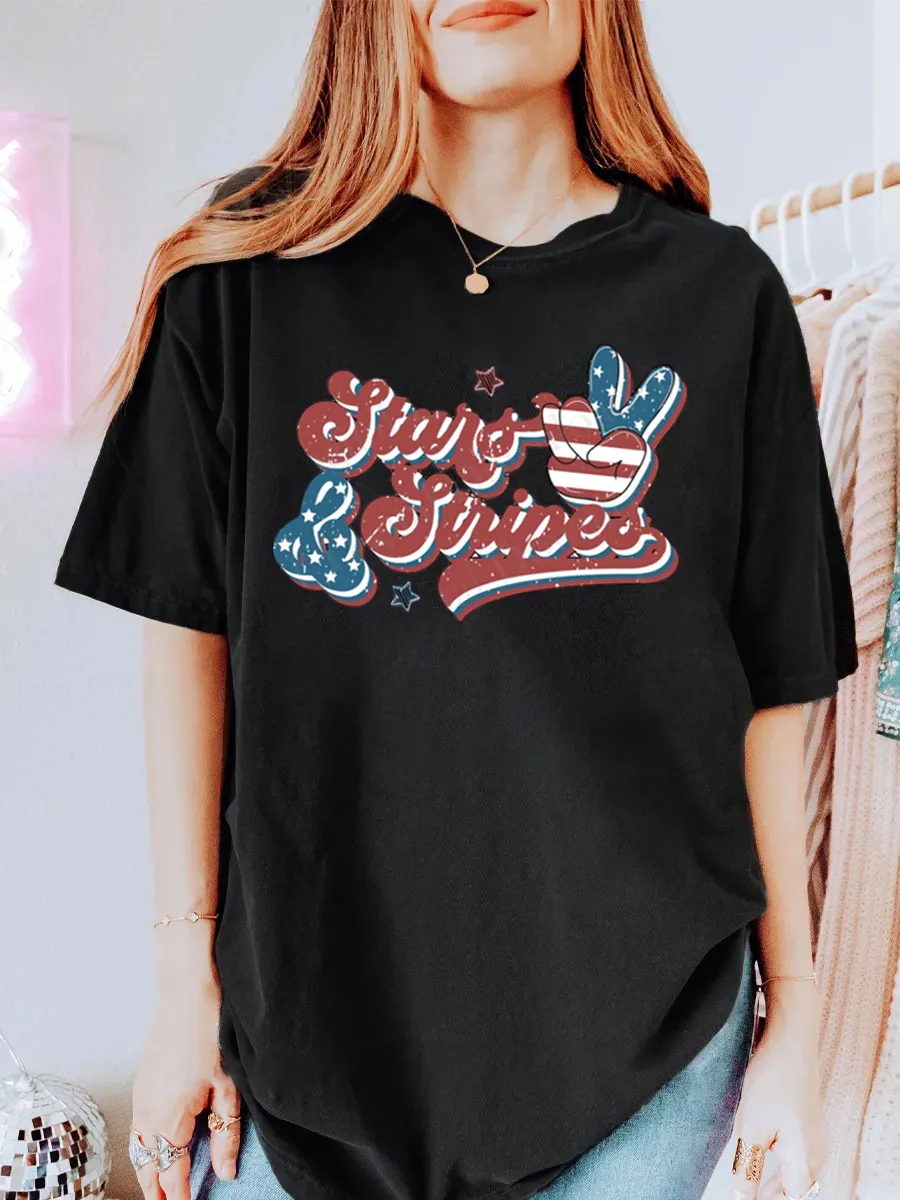 Vintage Stars And Stripes Oversize Graphic Tee
