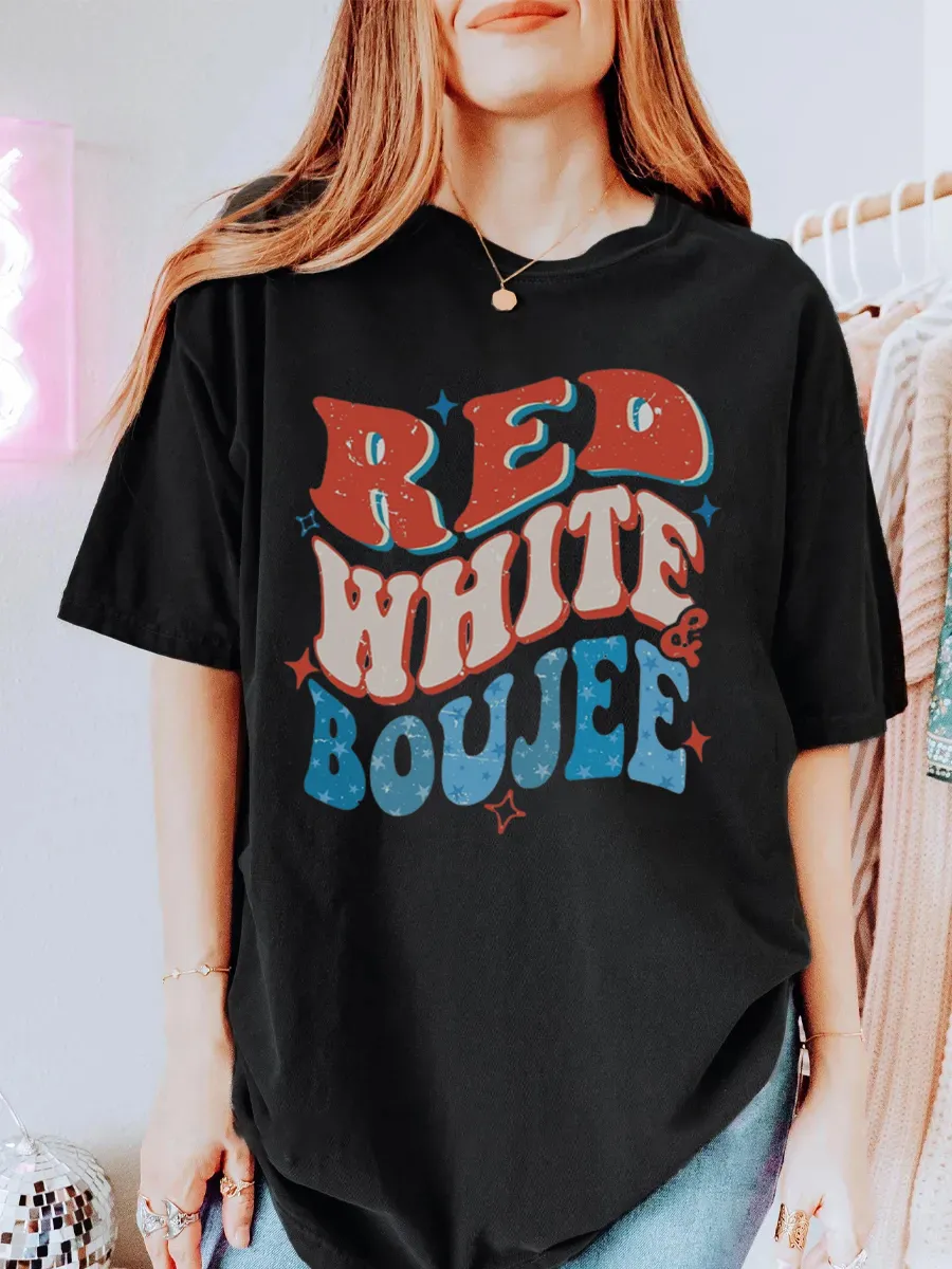 Vintage Red, White & Boujee Oversize Graphic Tee
