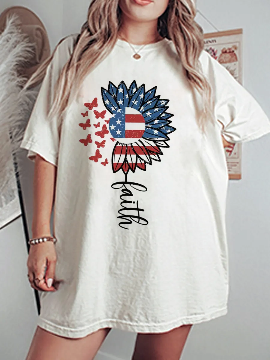 Vintage American Faith Sunflower Oversize Graphic Tee