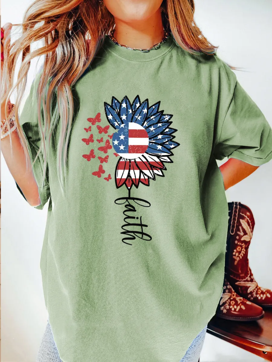 Vintage American Faith Sunflower Oversize Graphic Tee