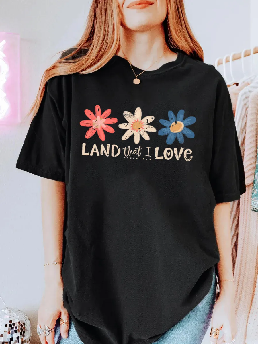 Vintage Land That I Love Oversize Graphic Tee