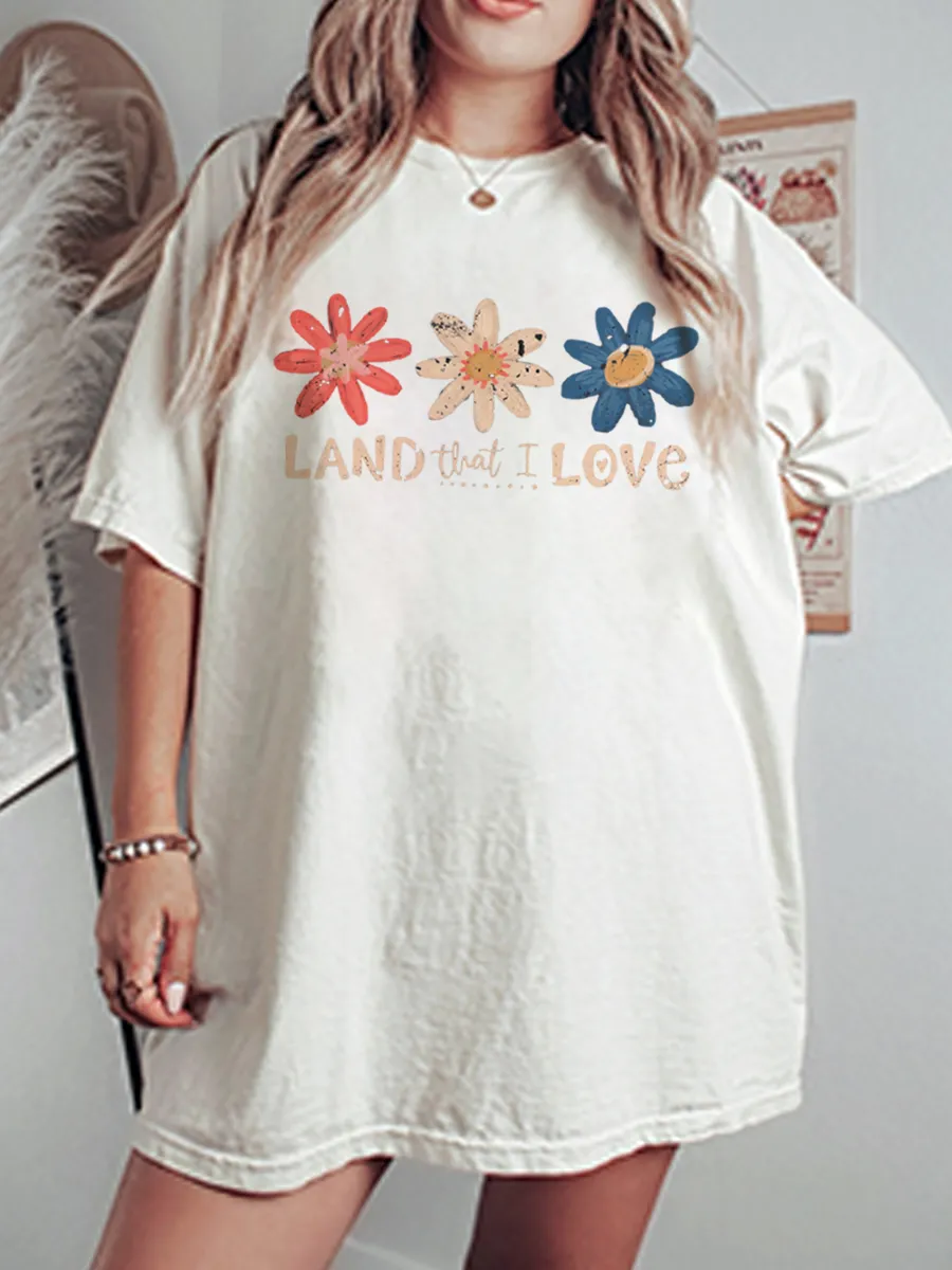 Vintage Land That I Love Oversize Graphic Tee