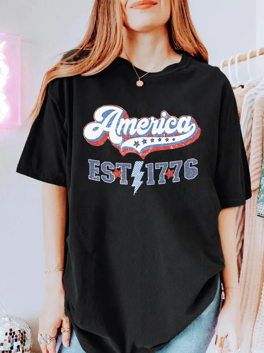Vintage America Est 1776 Oversize Graphic Tee