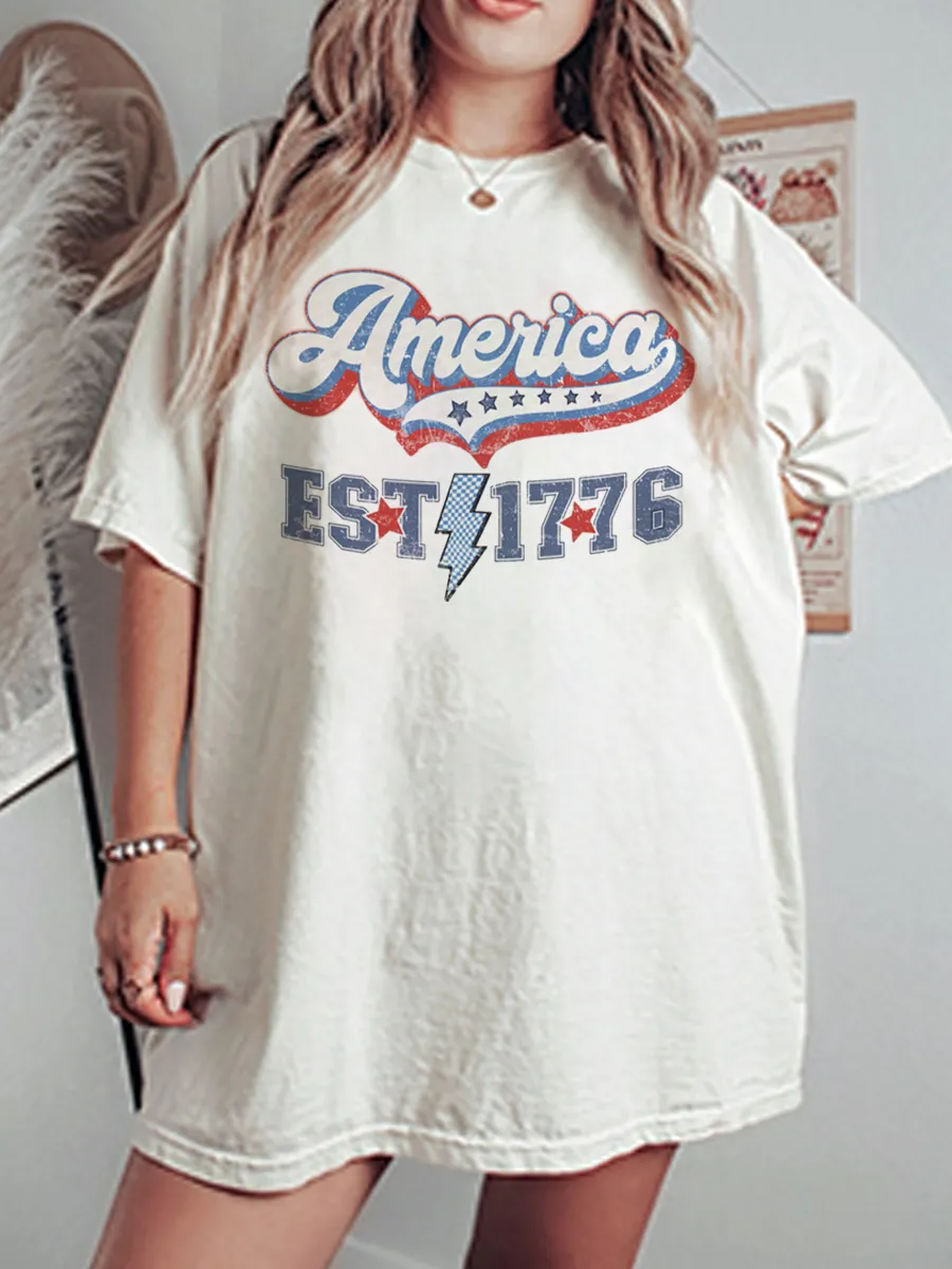 Vintage America Est 1776 Oversize Graphic Tee