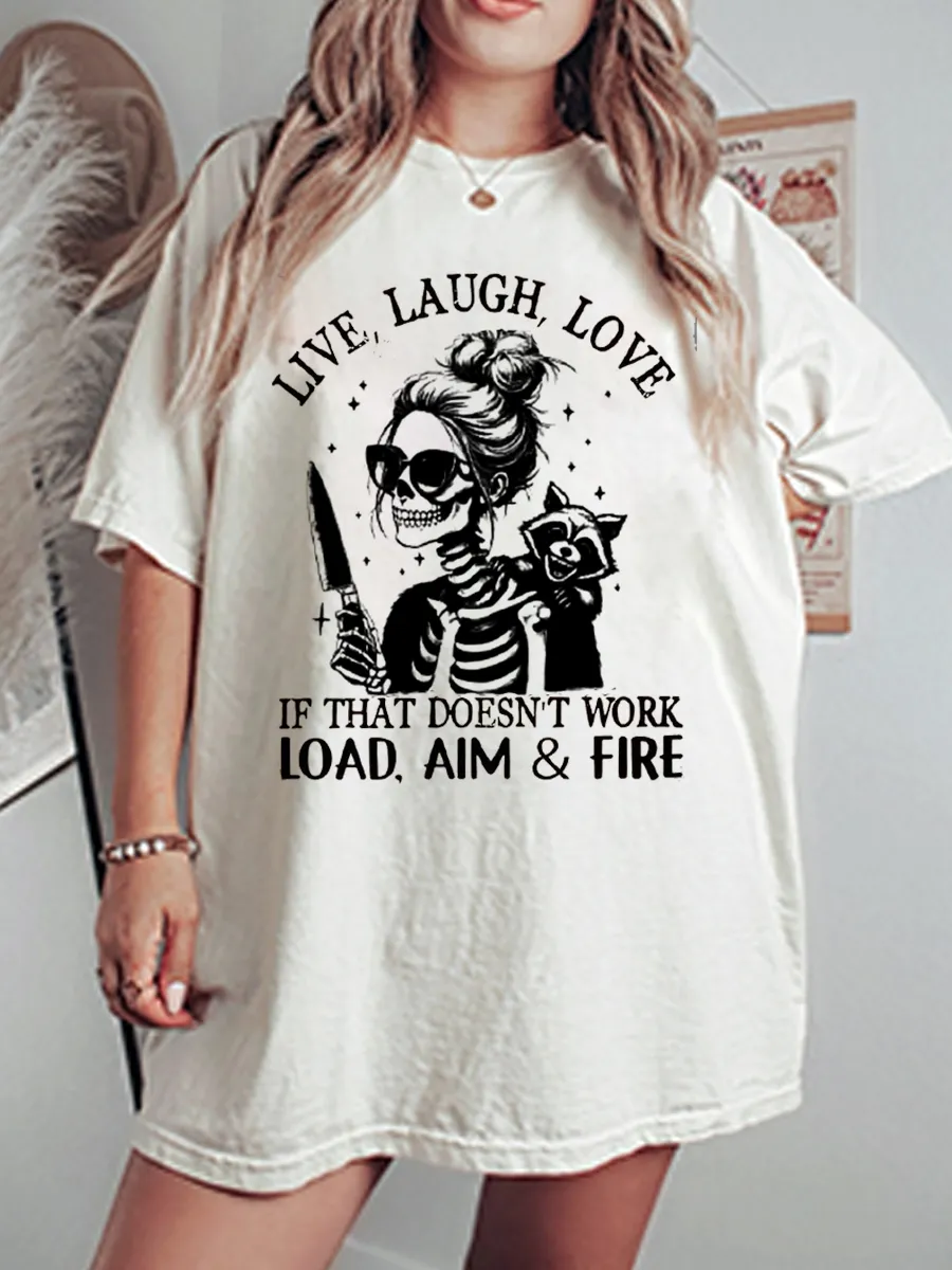 Vintage Live, Laugh, Love Oversize Graphic Tee