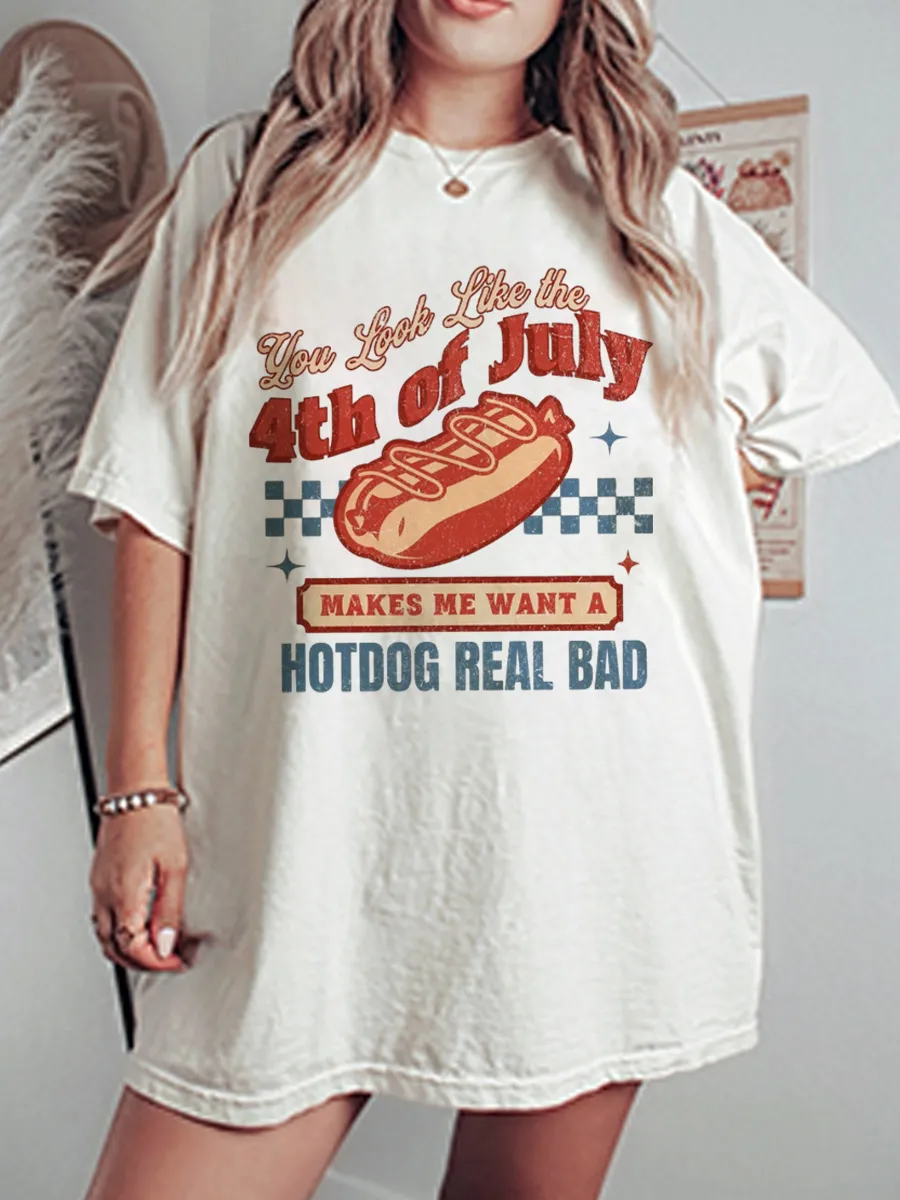 Vintage You Look Like The 4Th Of July Oversize Graphic Tee
