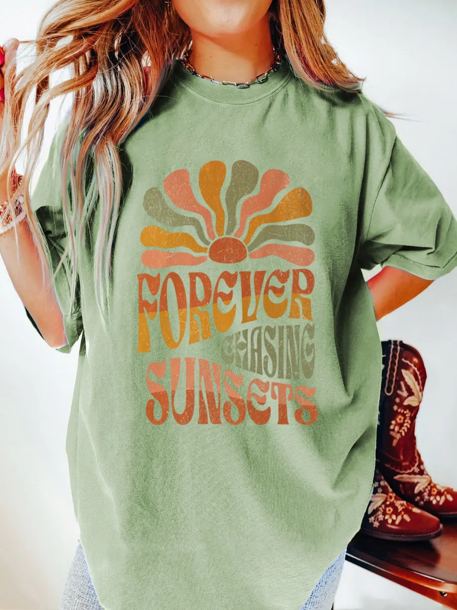 Vintage Forever Chasing Sunsets Oversize Graphic Tee