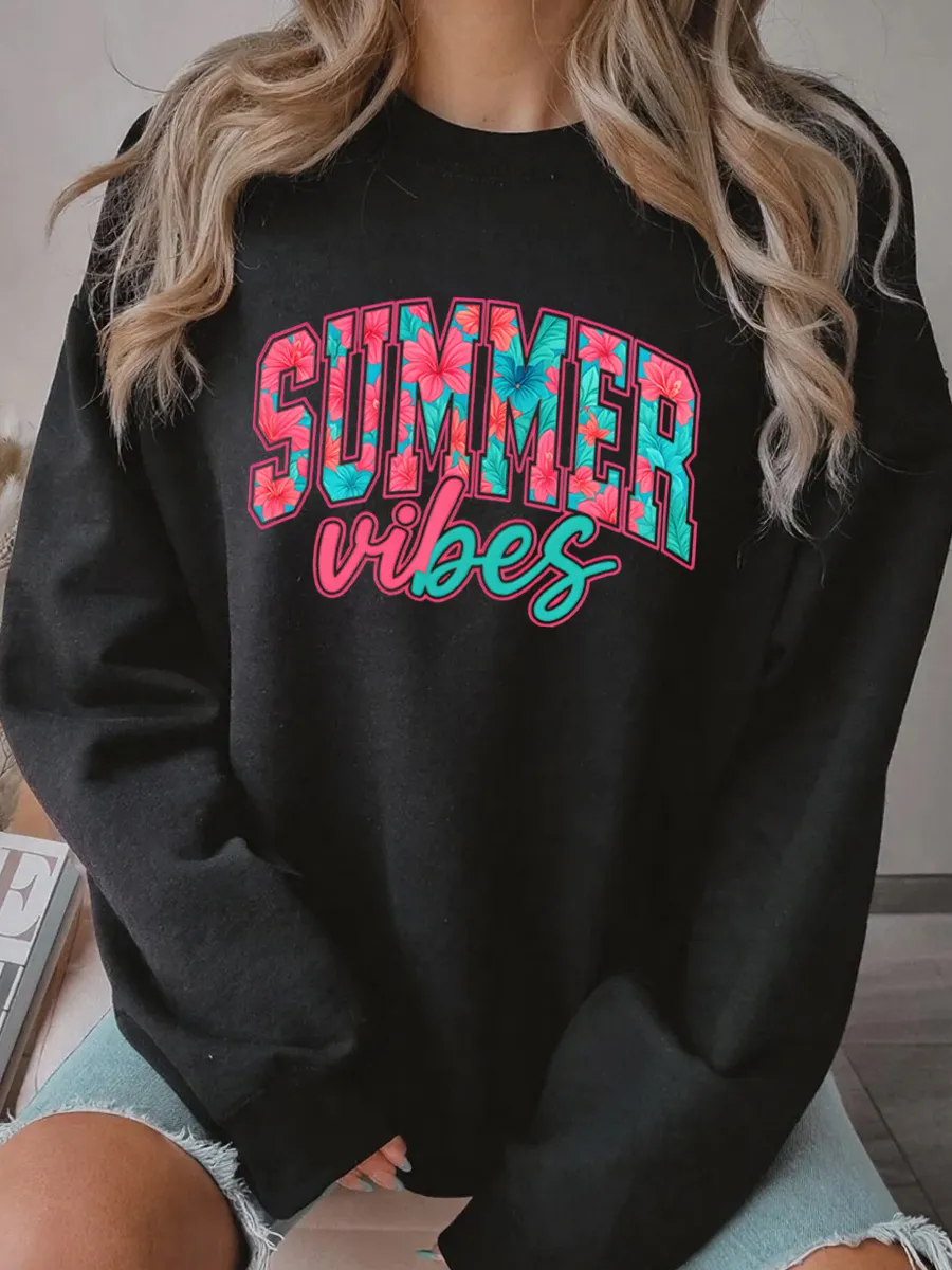 Vintage Summer Vibes Oversize Graphic Sweatshirt