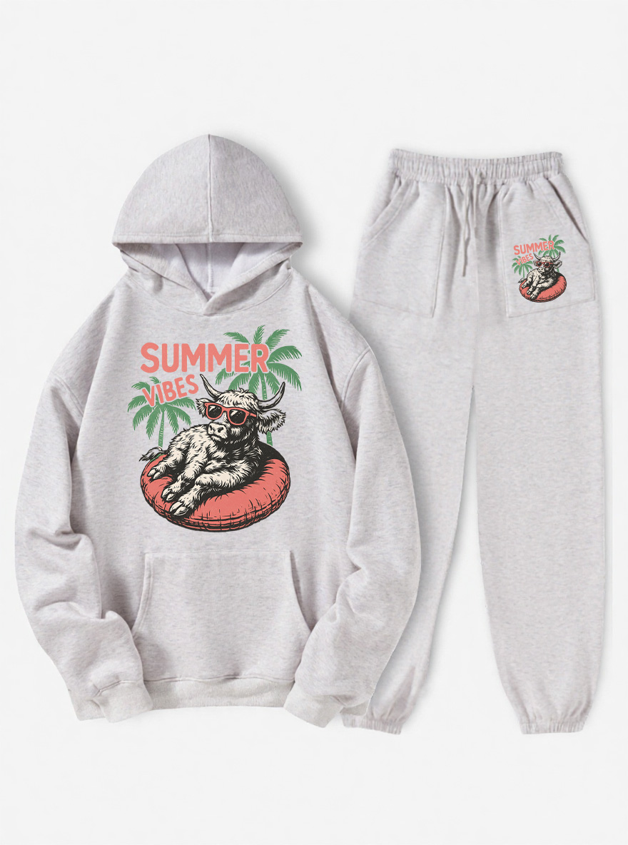 Vintage Summer Vibes Fleece Hoodie Suit