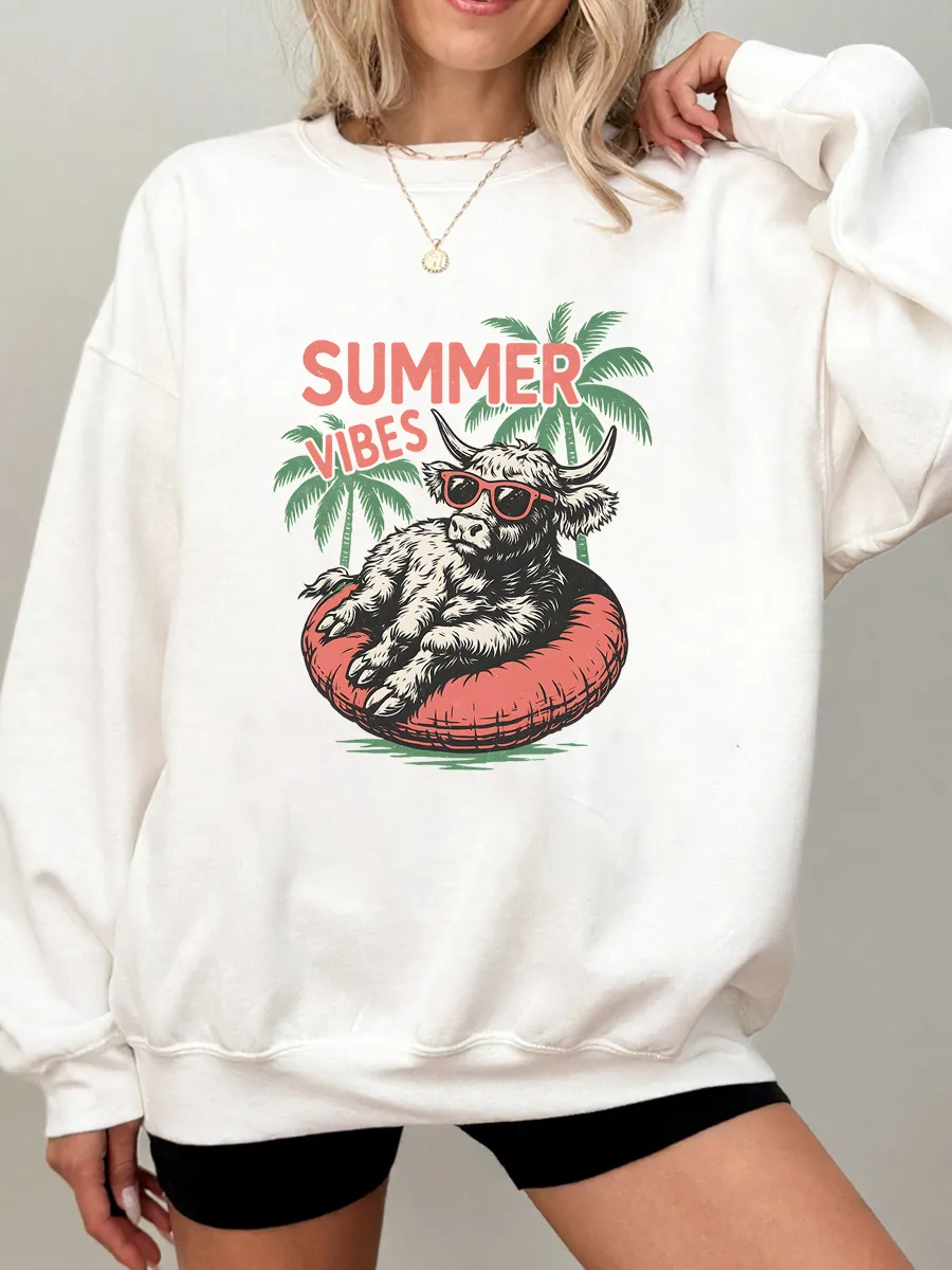 Vintage Summer Vibes Oversize Graphic Sweatshirt