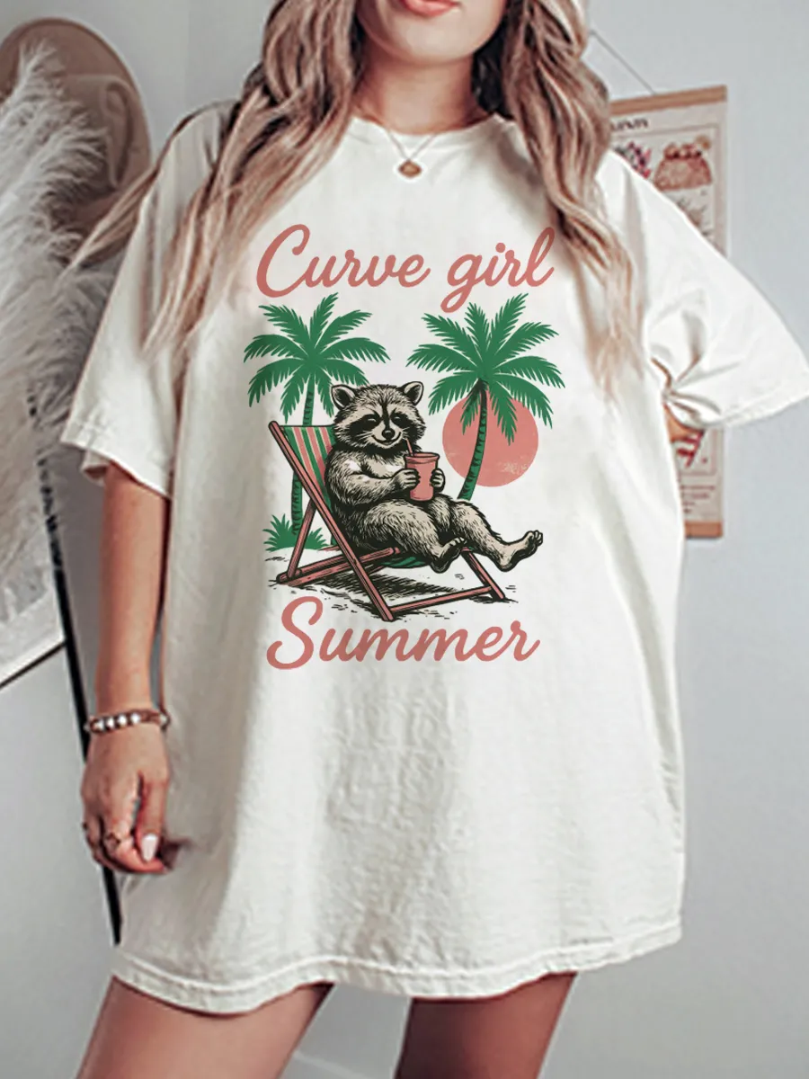 Vintage Curve Girl Oversize Graphic Tee