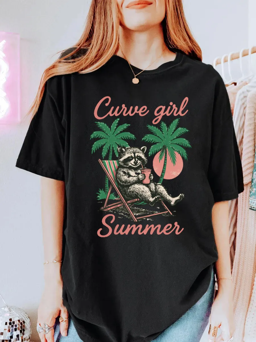 Vintage Curve Girl Oversize Graphic Tee