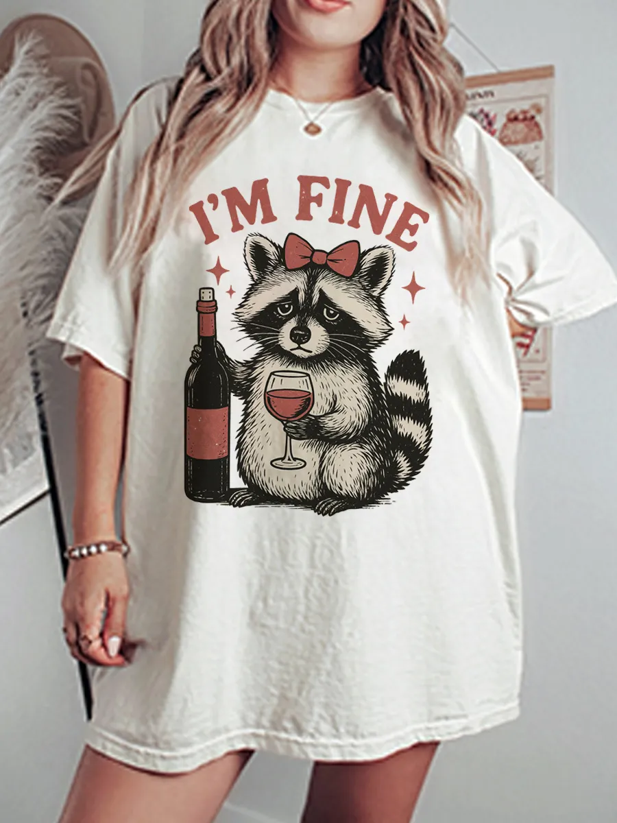 Vintage I'm Fine Oversize Graphic Tee