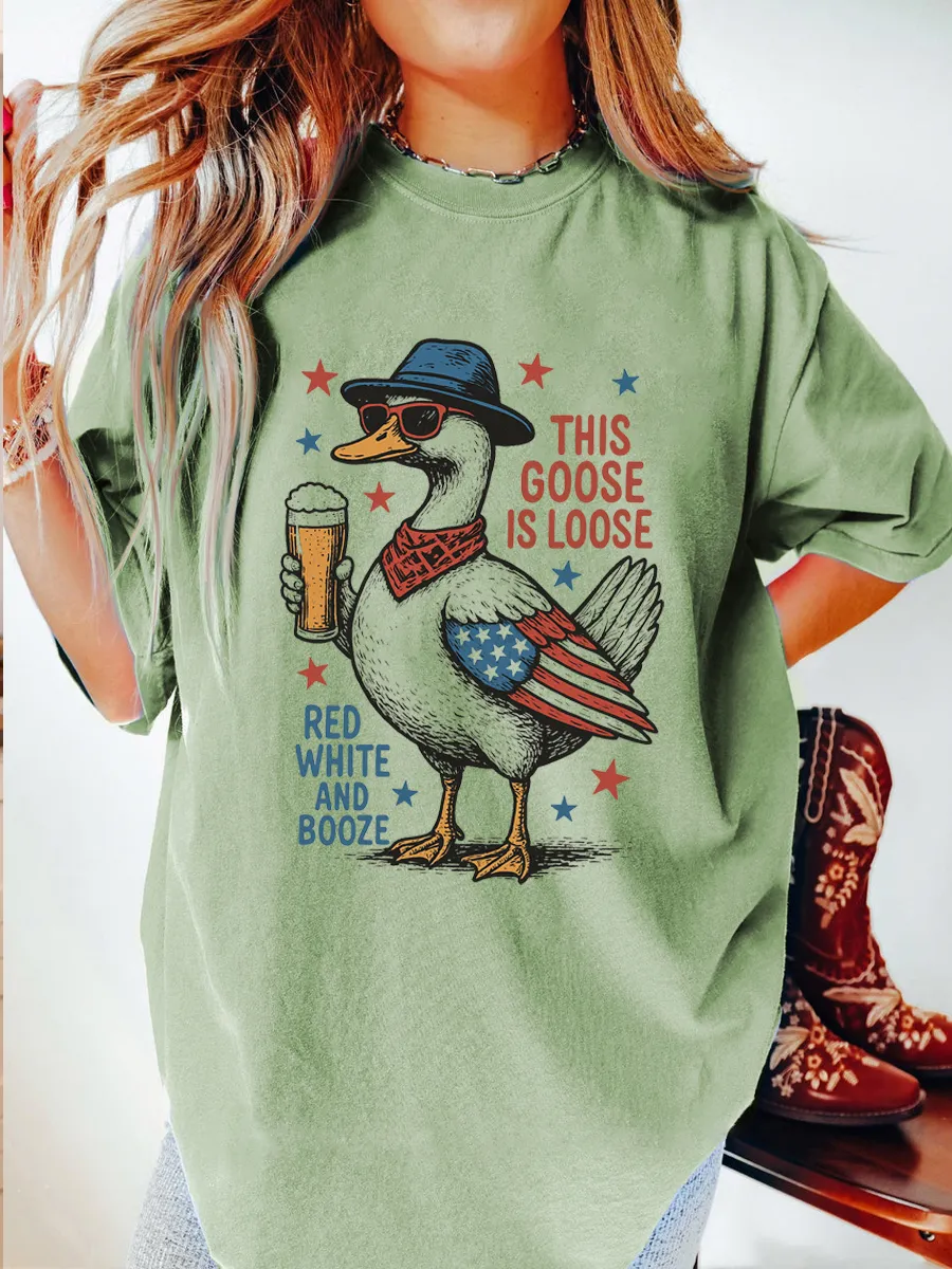 Vintage Red White And Booze Oversize Graphic Tee