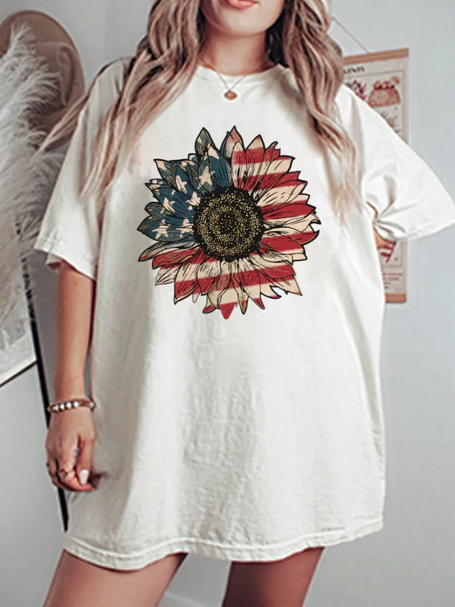 Vintage America Sunflower Oversize Graphic Tee