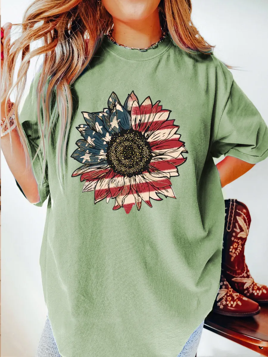 Vintage America Sunflower Oversize Graphic Tee