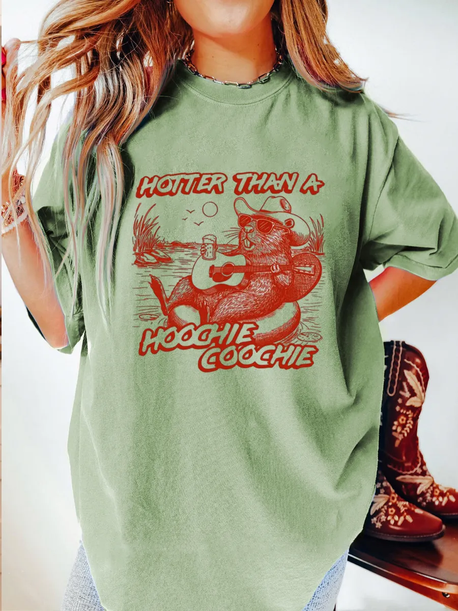 Vintage Hotter Than A Hoochie Coochie Oversize Graphic Tee