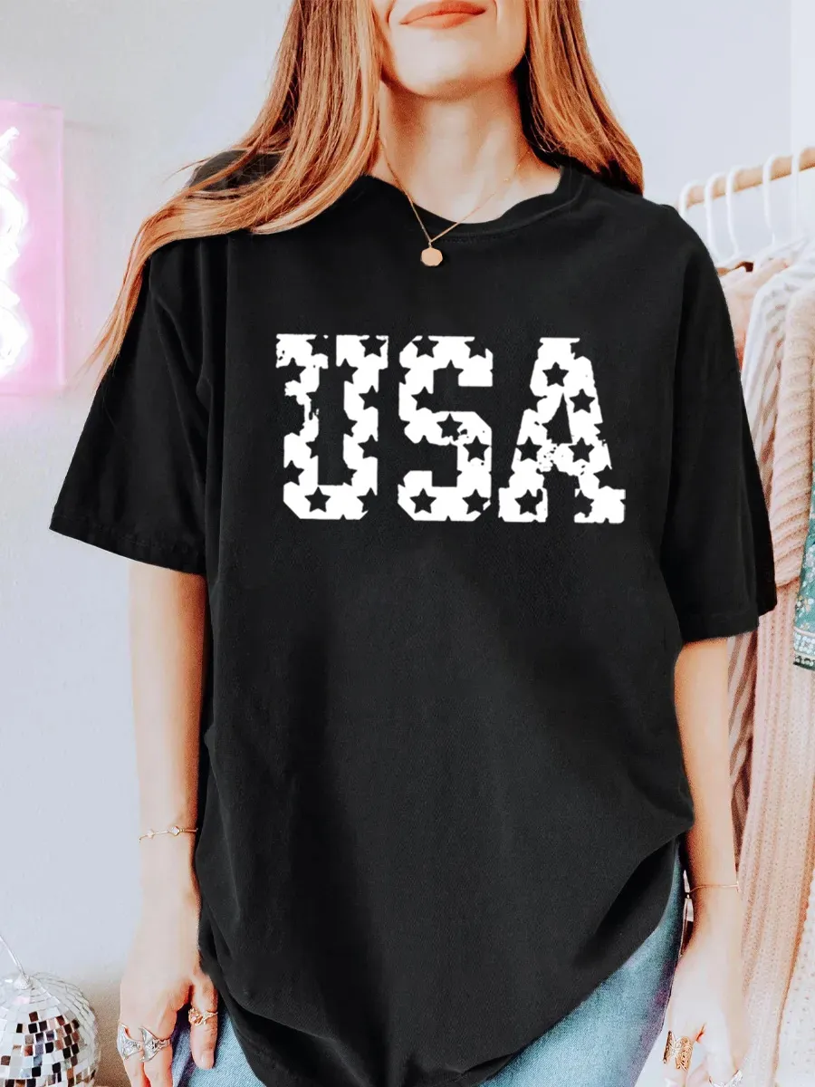 Vintage Distressed Usa Oversize Graphic Tee