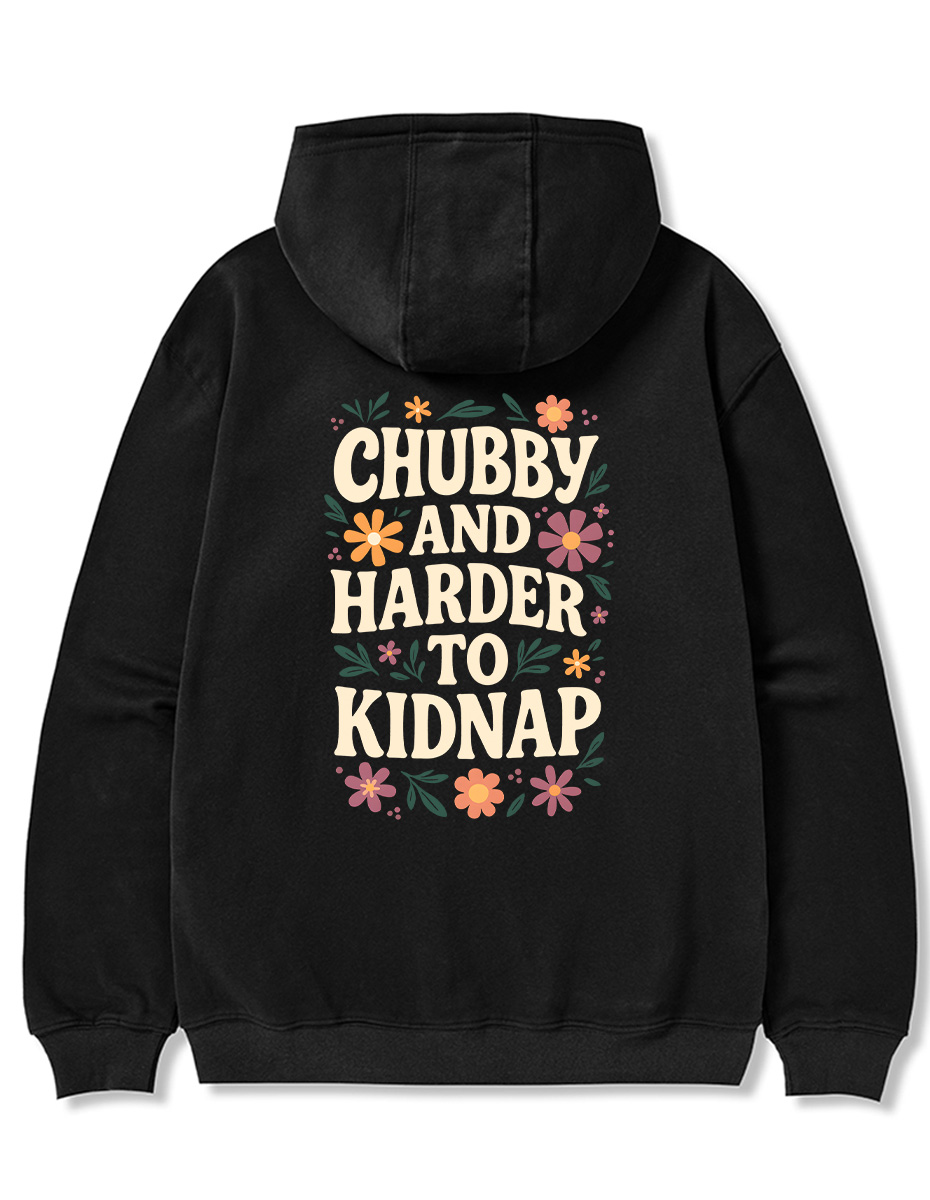 Vintage Chubby And Harder To Kidnap Oversize Graphic Tee Zip Hoodie