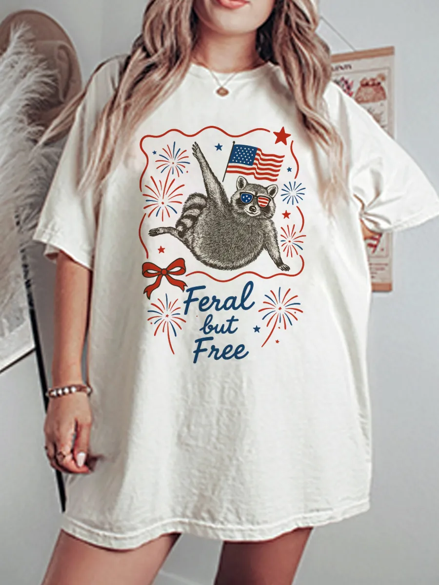 Vintage Feral But Free Oversize Graphic Tee