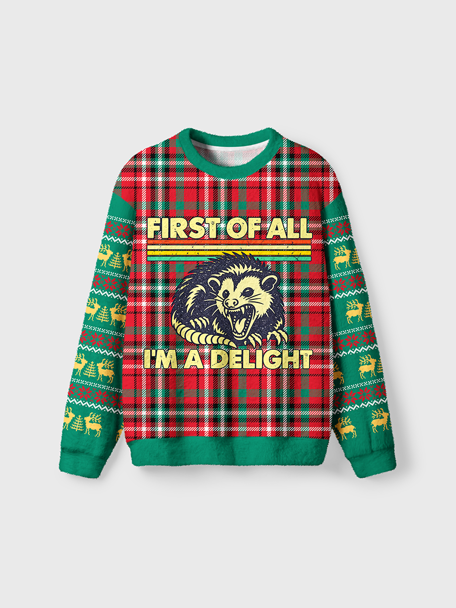 Vintage First Of All I'm A Delight Ugly Sweater