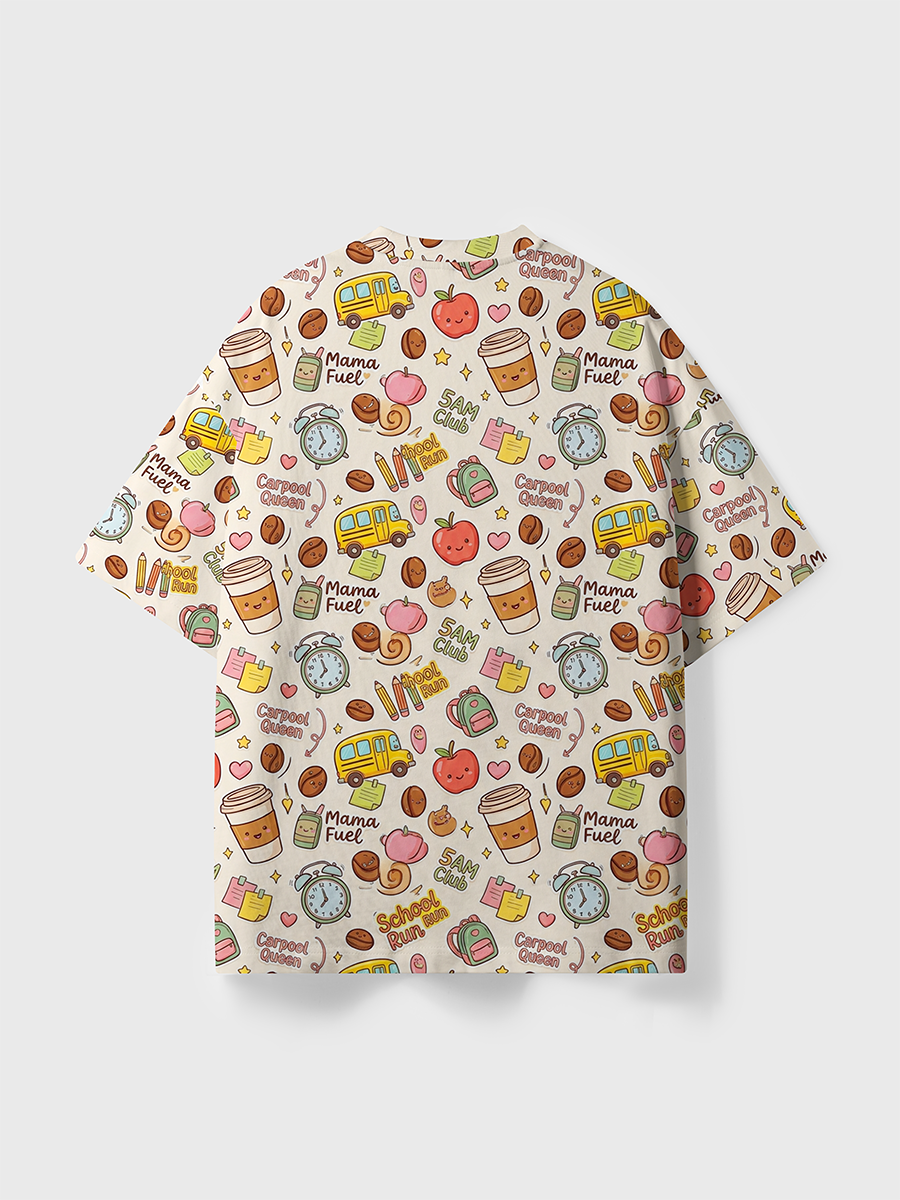 Vintage Cream Carpool Mama Coffee All Over Print T-Shirt