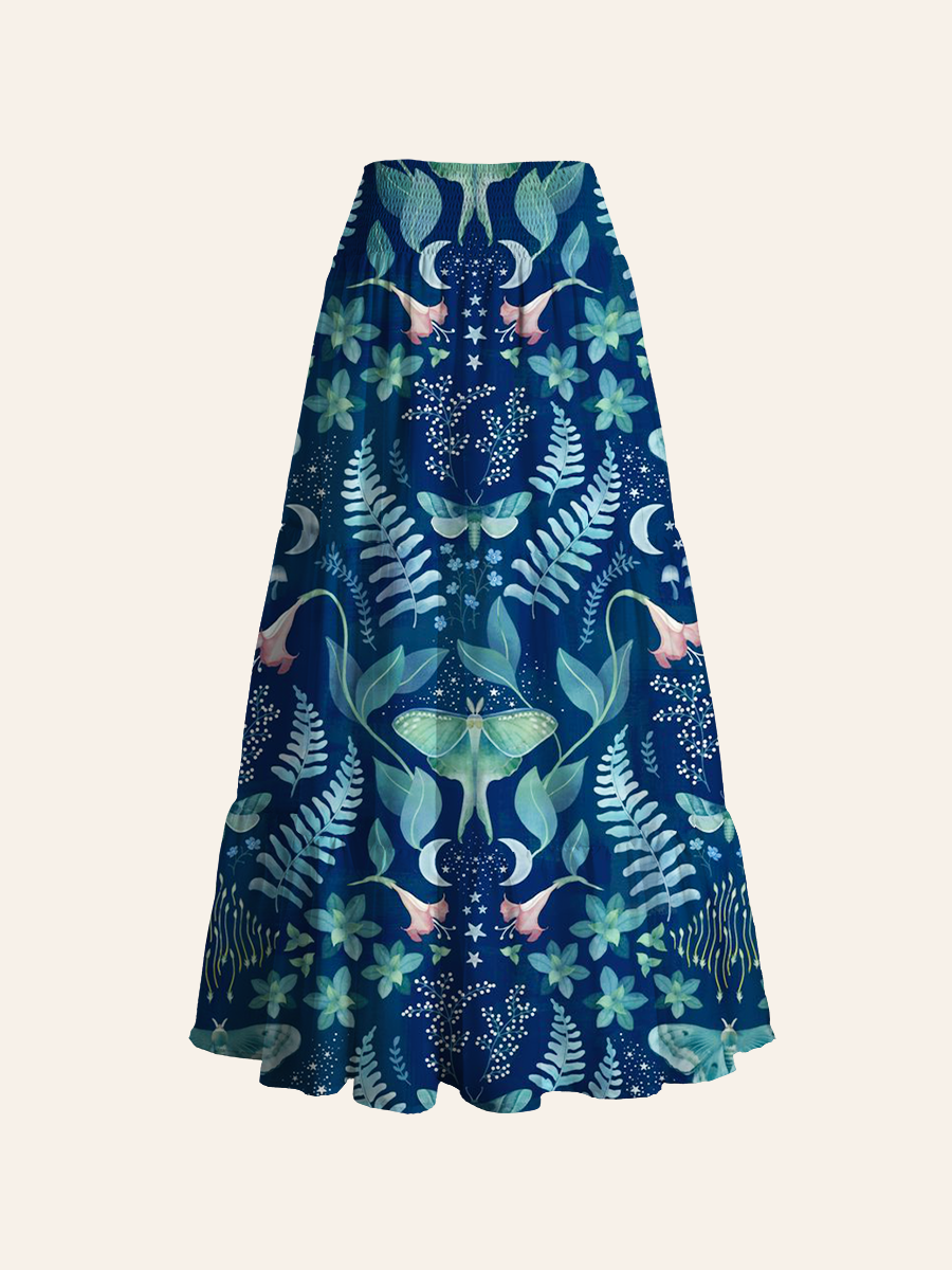 Celestial Night Garden Print Convertible Maxi Skirts