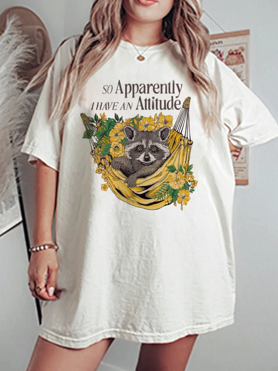Vintage So Apparently I Have An Attitude Oversize Graphic Tee