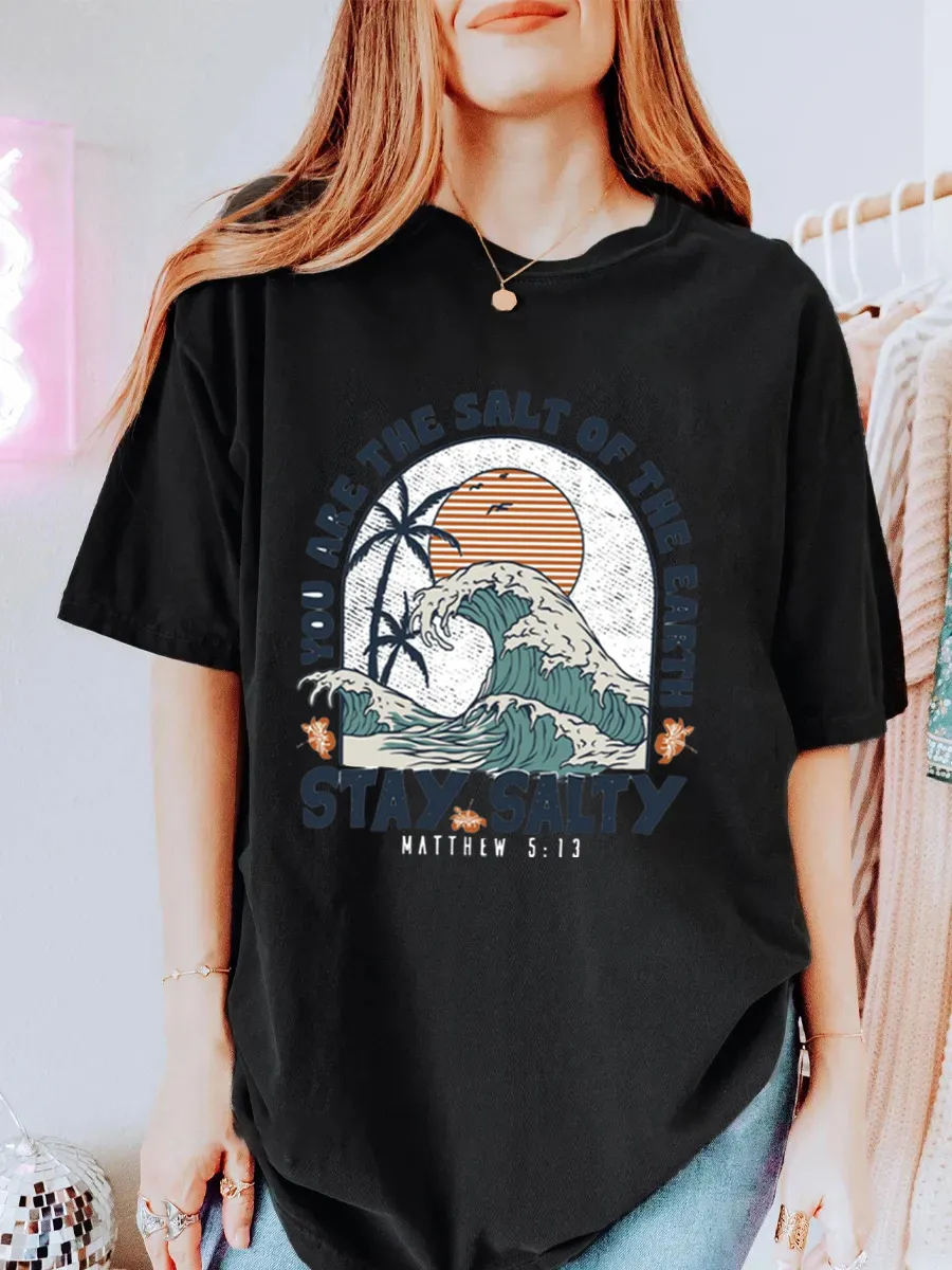 Vintage Stay Salty Oversize Graphic Tee