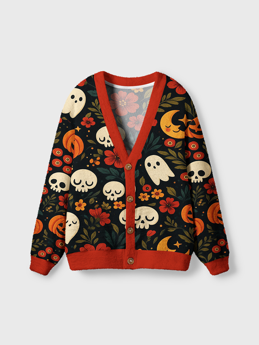 Vintage Halloween Skull Cardigan Sweaters
