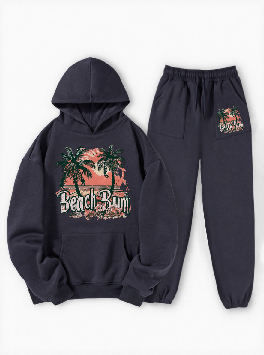 Vintage Beach Bum Fleece Hoodie Suit